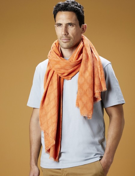 Chèche homme orange coton bio